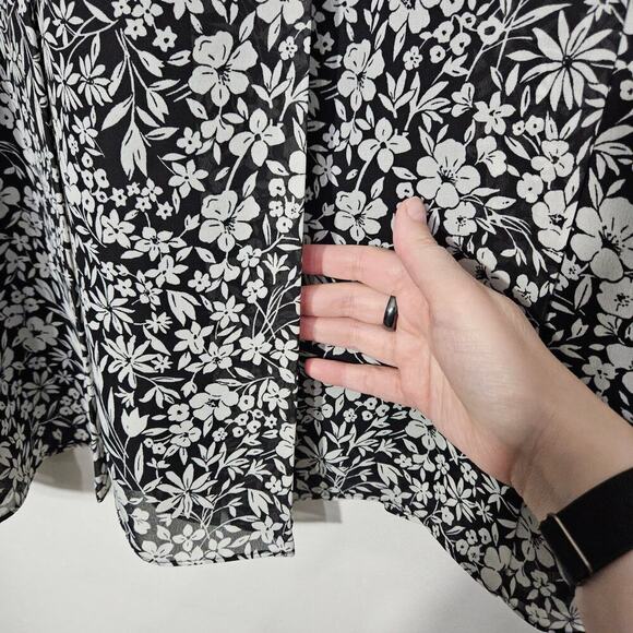 Charter Club Pleated Midi Black/White Floral Skirt Size 16W Cottagecore - Picture 4 of 7